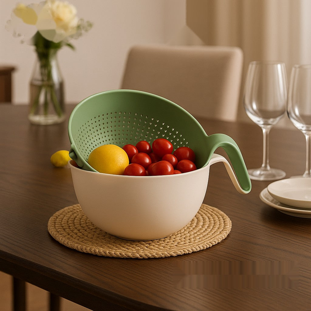 Premium Multi-Functional Colander & Mixing Bowl Set – Double Layer Drain Basket for Kitchen