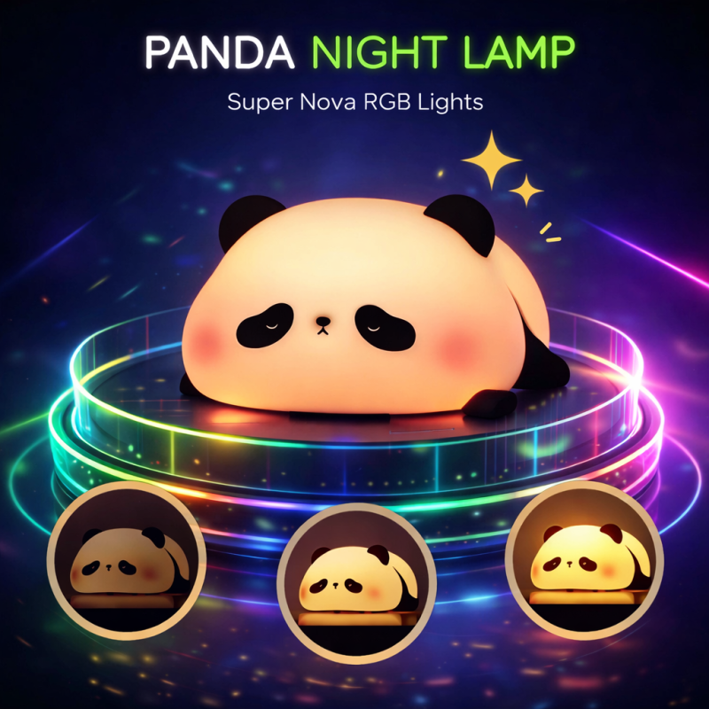 SLEEPING PANDA  CUTE SILICONE LED NIGHT LIGHT USB RECHARGEABLE TOUCH CONTROL