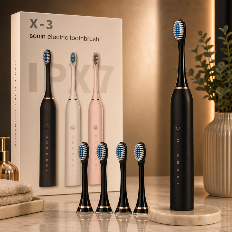 Sonic Electric Toothbrushes for Adults Kids Smart Timer Rechargeable Whitening Toothbrush Waterproof 4 Brush Head