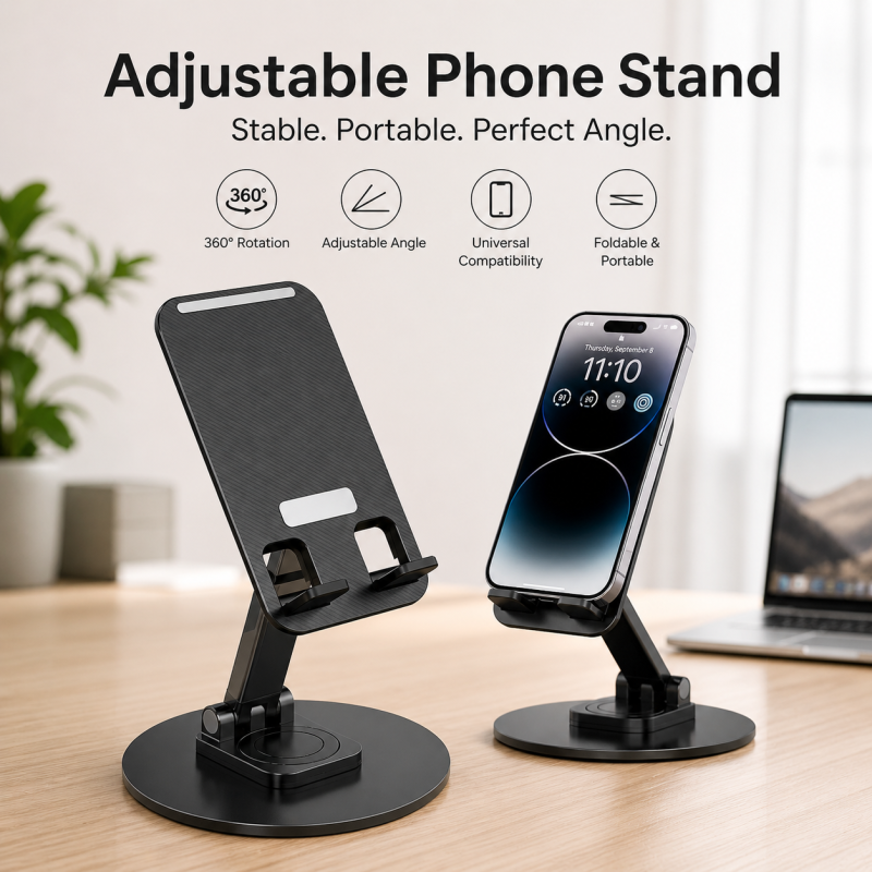 Metal Mobile Holder Mobile Stand Tablet Holder Stand Base 360 Rotatable Adjustable Foldable Cell Phone Holder