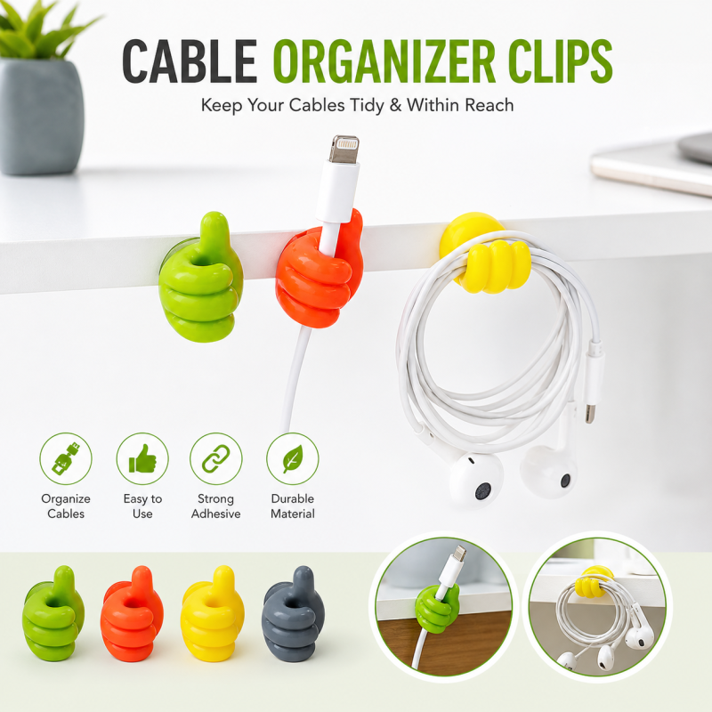 Pack Of 10Pcs - Thumb Style Wall/Table Self Adhesive Toothbrush /Wire Holder