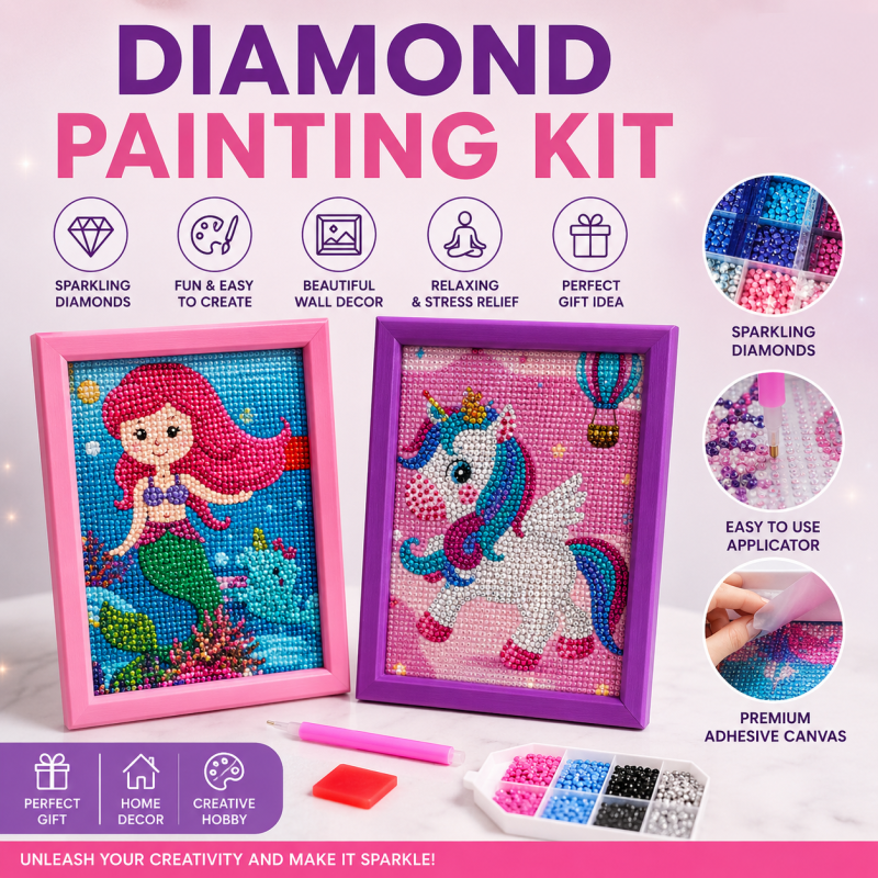 01 Pcs New DIY Diamond Painting Pictures Full Square/Round Rhinestone Diy Cartoon Mosaic Art Diamont Embroidery Home Decor   (Random dizingnes & random Colours )