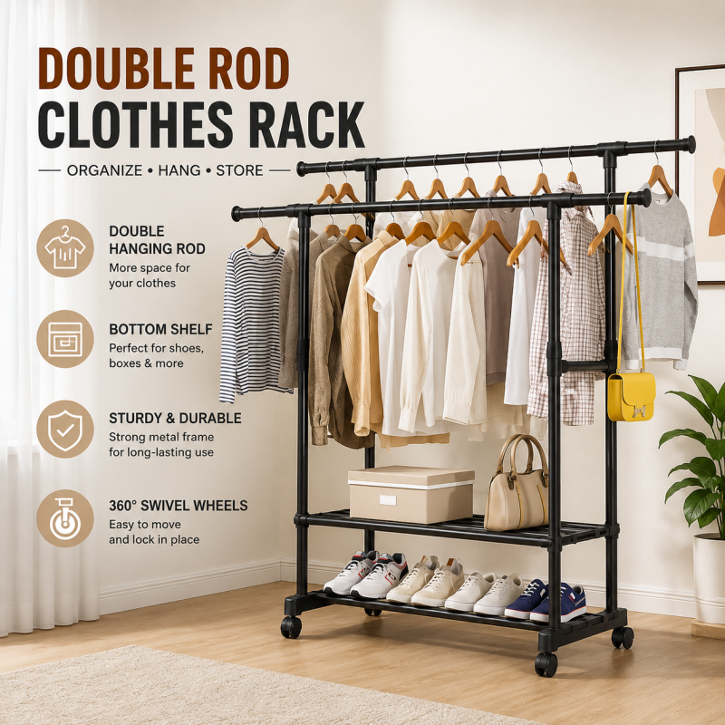 Simple Shoe Rack Metal Wall Coat Rack Hanger Floor Stand for Furniture on Wheels Industrial Style Furniture Clothes Racks Shelf (50kg)