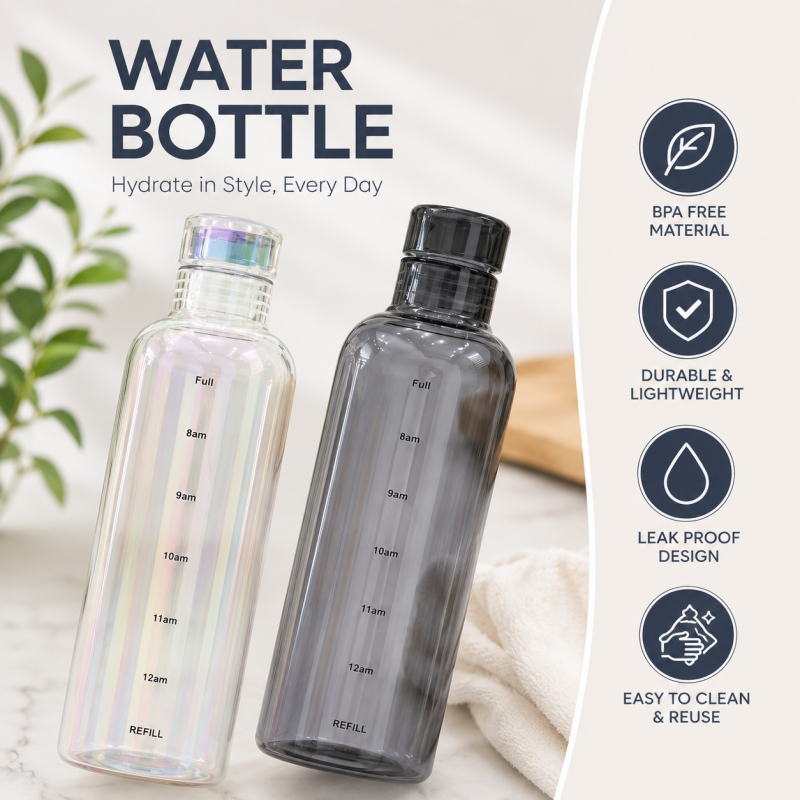 Transparent Scale Water Bottle Creative Large Capacity ( plastic )