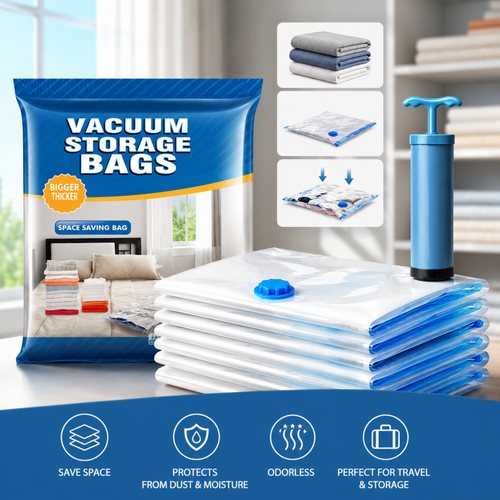 Vacuum Seal Bags for Clothing, Space Saver Vacuum Storage Bags, Travel Essentials, Clothes, Blankets