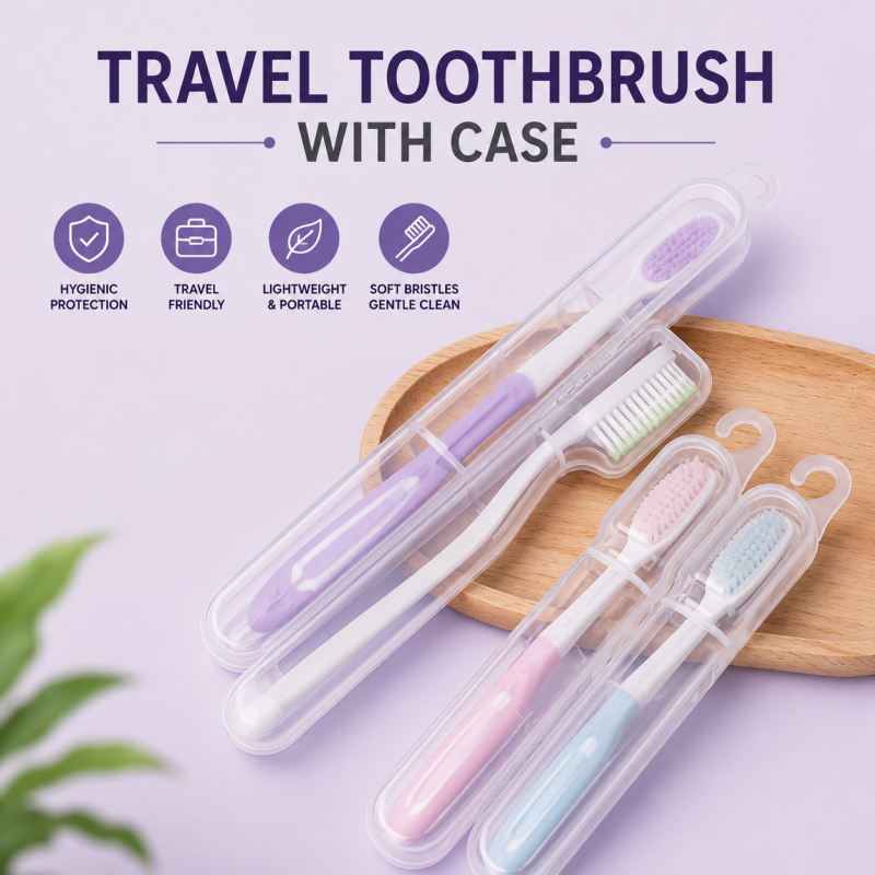 Dr. Warm Superior Oral Care Toothbrush with Soft Bristles & Portable PVC Case for a Radiant Smile