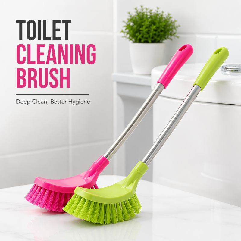 Toilet Brush Bathroom Cleaner and Great Grip Strong Bristles - Plastic Non-Slip Household Toilet Brush