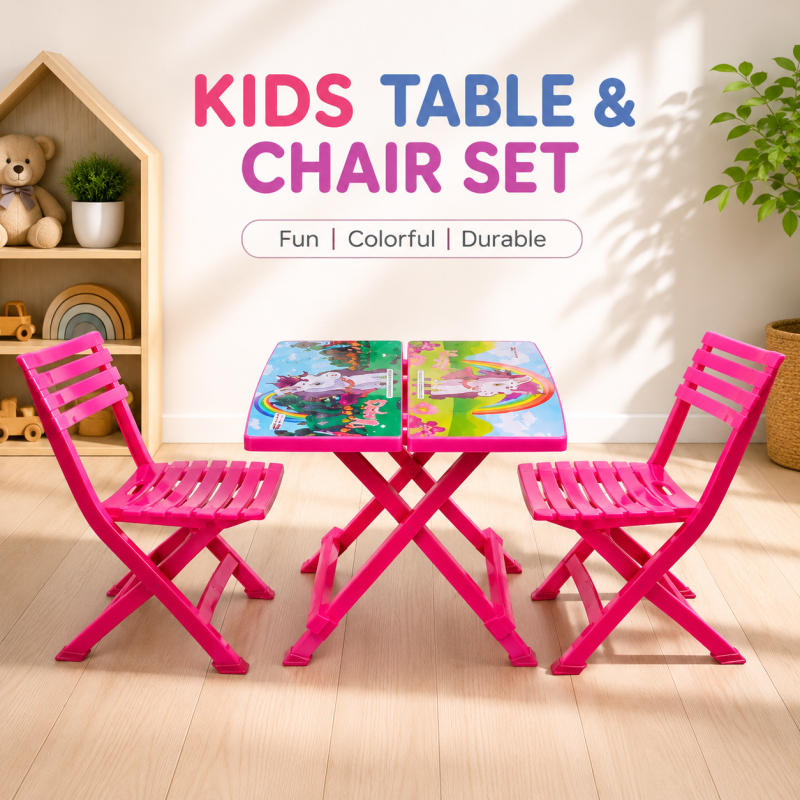 Fun fold gift set Study Table - 2 PCs Chair - Foldable Table - Chair Set, Desk And Chair - Kids Chair- Children Furniture - Study Table For Kids, Desk, Chair