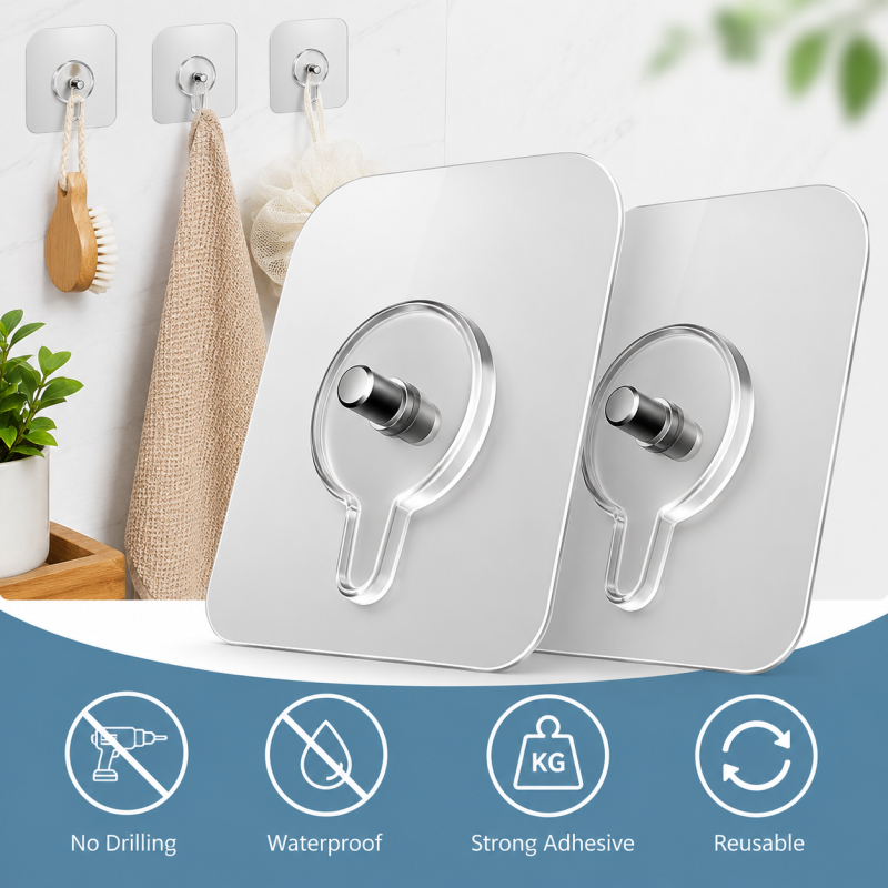 Strong Self Adhesive Punch Free Wall Hooks Nail Mounting Rack Screw Rod Seamless Screw Stickers Hang Kits  (Pack of 10)