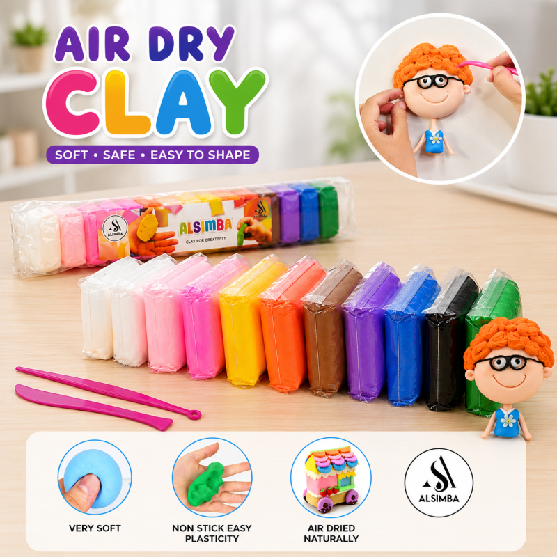 Pack of 12 Color Light Soft Clay DIY Toys Children Educational Air Dry Polymer Plasticine Safe Colorful Light Clay Toy Gift To Kids