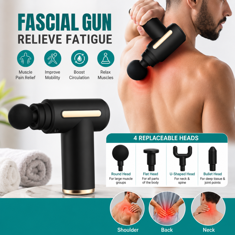 Massage Gun 5 in 1 Multifunctional Electric Full Body Massage Equipment Set for Deep Tissue Relief & Full Body Relaxation 6 Speeds with 4 Massage Heads Pysiotherapy Massager Gun