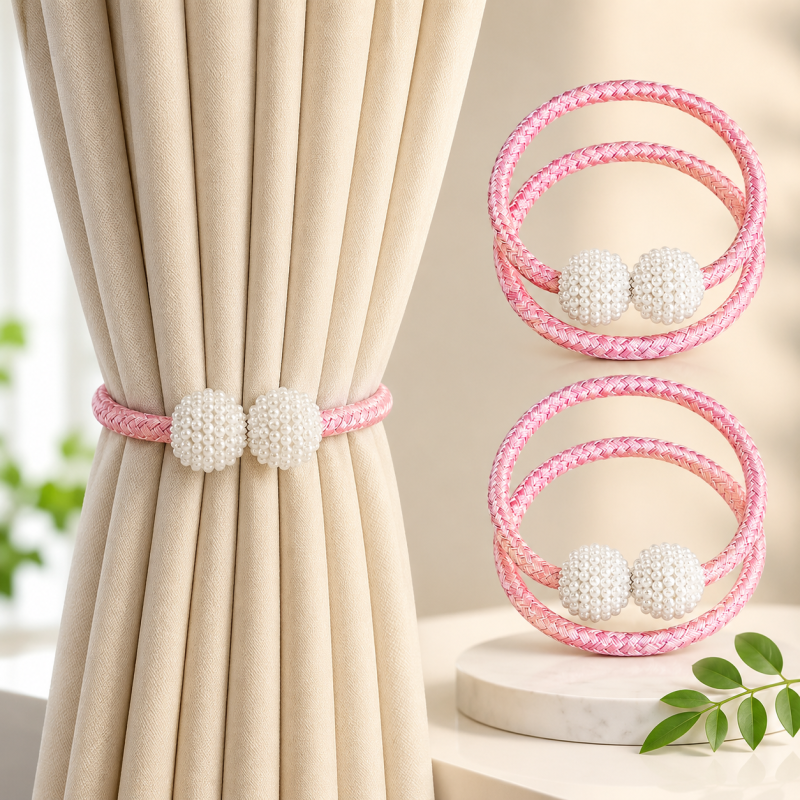 Pearl Magnetic Curtain Clip Curtain Holders Tieback Buckle Clips Hanging Ball  ( Pack of 2 )