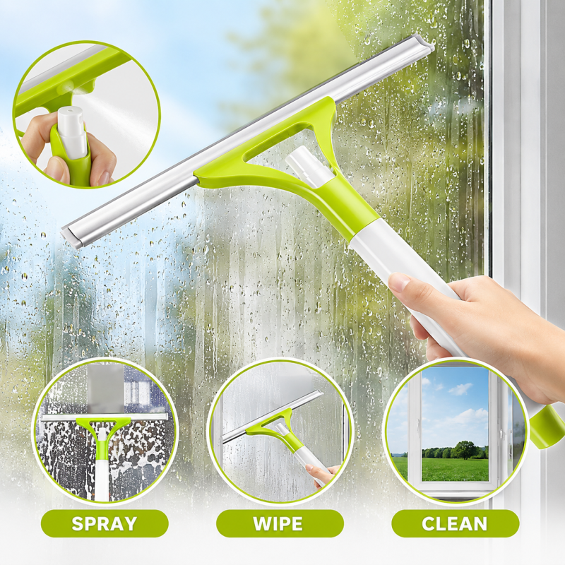 2 in 1 Window Cleaner Wiper with Sprayer - Viper Glass Cleaner With Water Bottle And Spray