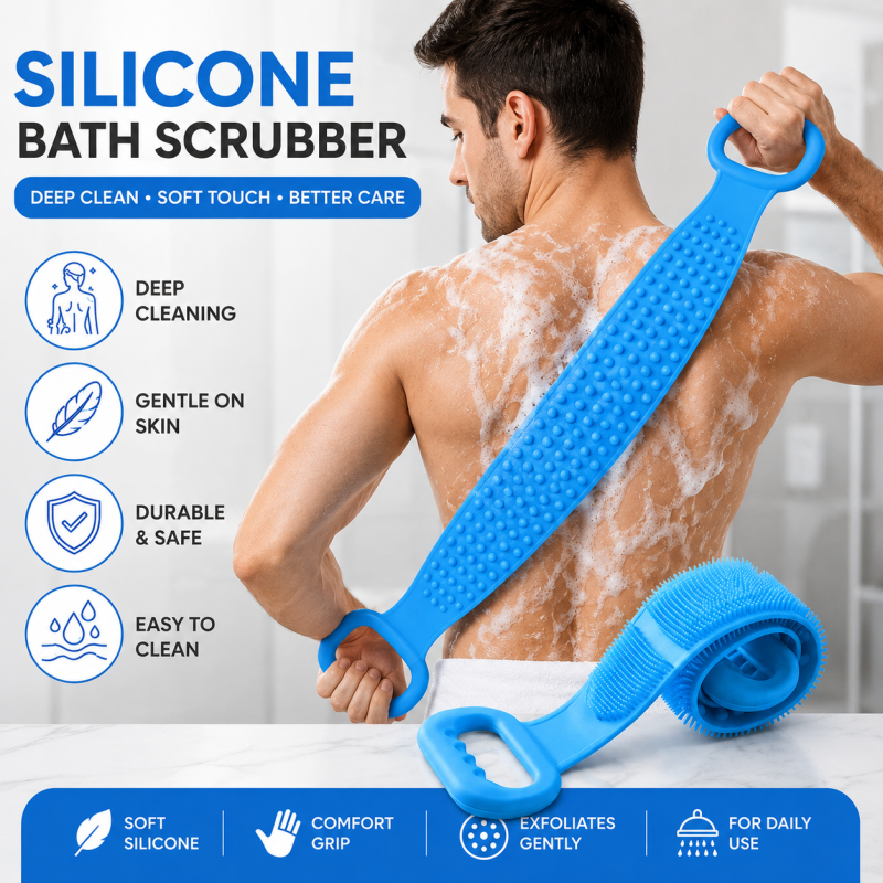 Silicone Back Bath Shower Belt Brush – Exfoliating Body Scrubber with Nylon for Smooth & Healthy Skin