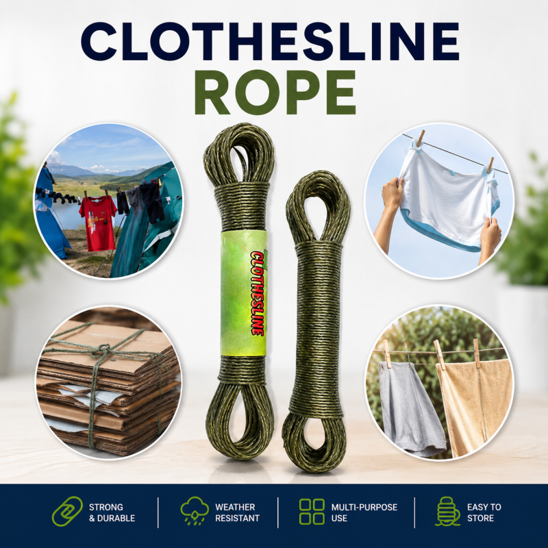 20 Meters Strong Wet Cloth Laundry Rope Coated Metal Cloth Drying Wire Portable Drying Rope Wet Cloth Laundry Rope