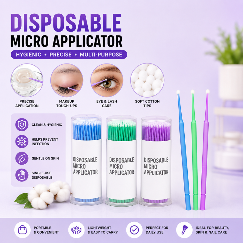 Disposable Micro Applicators (100 Pcs/Box) – Lint-Free Micro Brush Applicators for Dental, Eyelash Extension, Nail Art & Beauty Use
