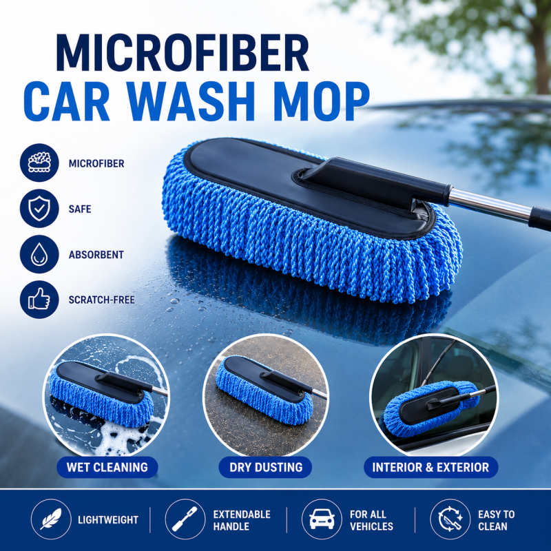 Car Wash Cleaning Brush Duster Dust Wax Mop Microfiber Telescoping Dusting Tool