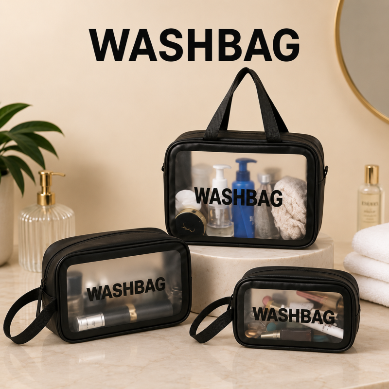 3 Pcs Women Portable Travel Wash Bag Female Transparent Waterproof Makeup Storage Pouch Large Capacity Cosmetic Organizer Beauty Case