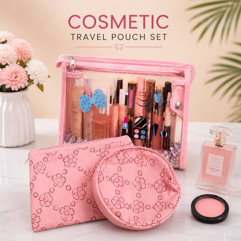 Pack of 3 Stylish & Organized with Our Premium Makeup Pouch Set