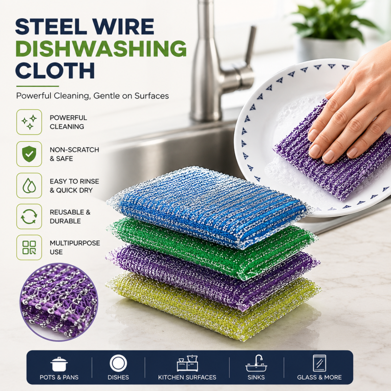 Stainless Steel Wire Sponge Scouring Cloth Kitchen Decontamination Clean Bowl/dish/pot Brush Household Cleaning Tool  ( Pack of 3 )