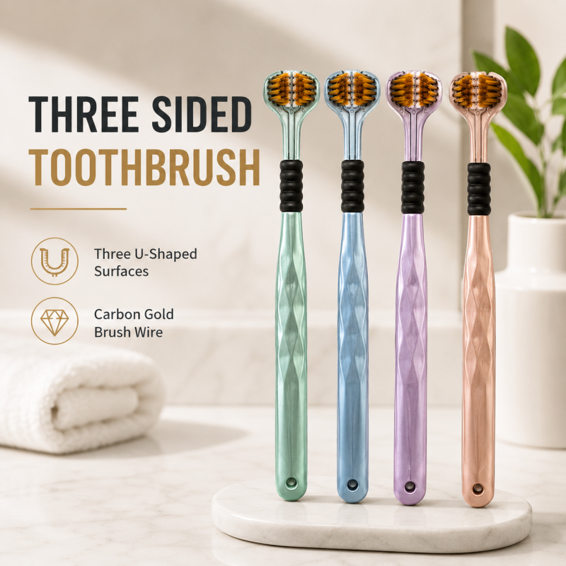 3 Sided Soft Bristles Toothbrush -Non-Slip Deep Cleaning Triple Head Tooth Brush - Soft Toothbrushes for Adults and Kids  (Pack of 2 )