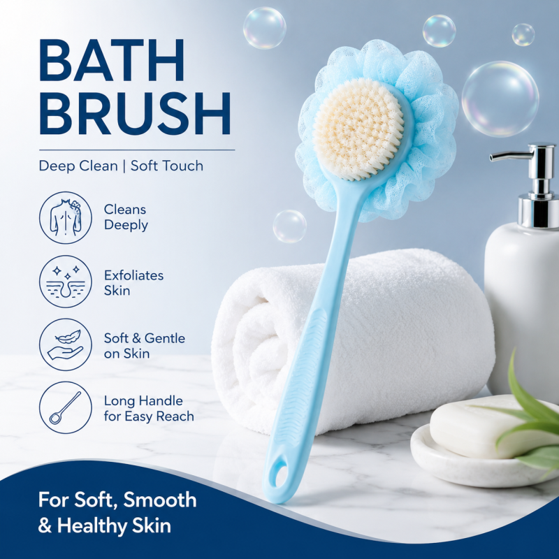 2 In 1 Bathing Scrubbing Long Handle Brush
