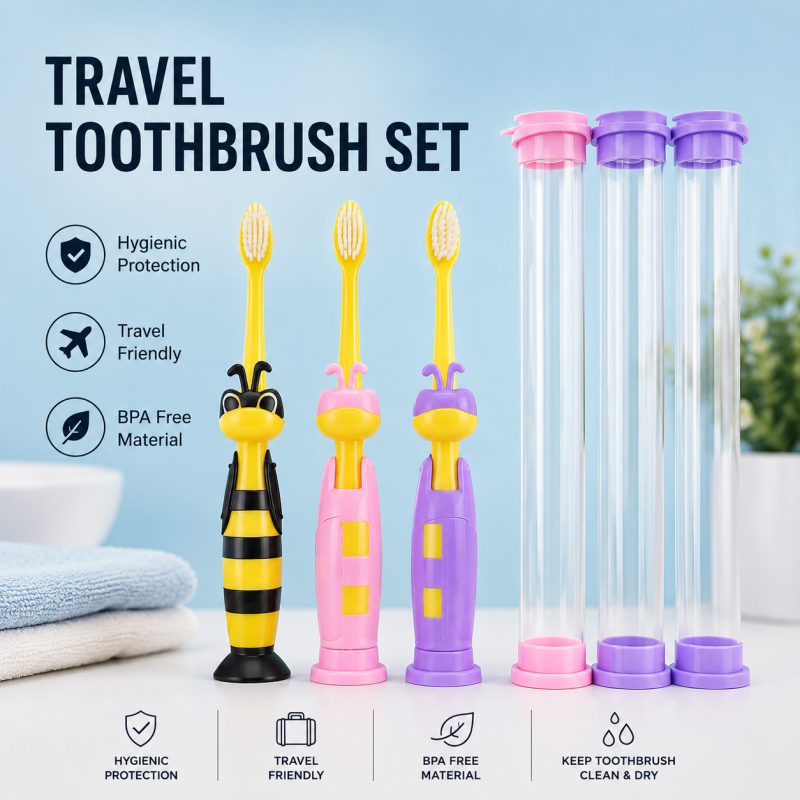 Make brushing fun for kids  Cute bee design toothbrush with protective case – safe, hygienic & perfect for daily use! Best choice for your little ones