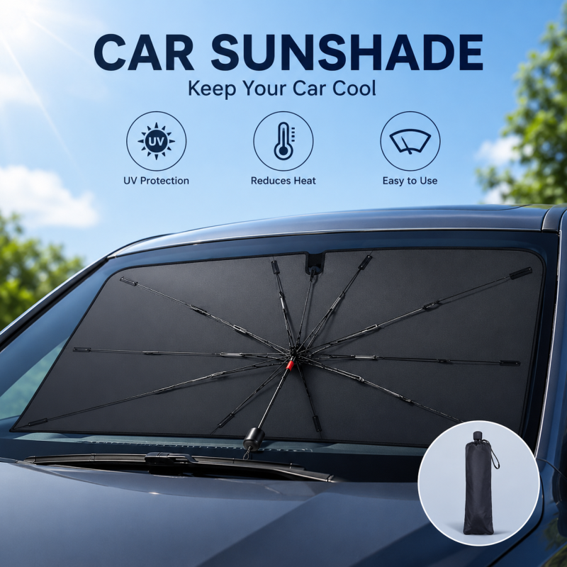 Car Sunshade Umbrella Foldable Auto Front Window Sunshade Cover Vehicle Interior Sun Shade Visor Sturdy Automotive Protection - Car Accessories