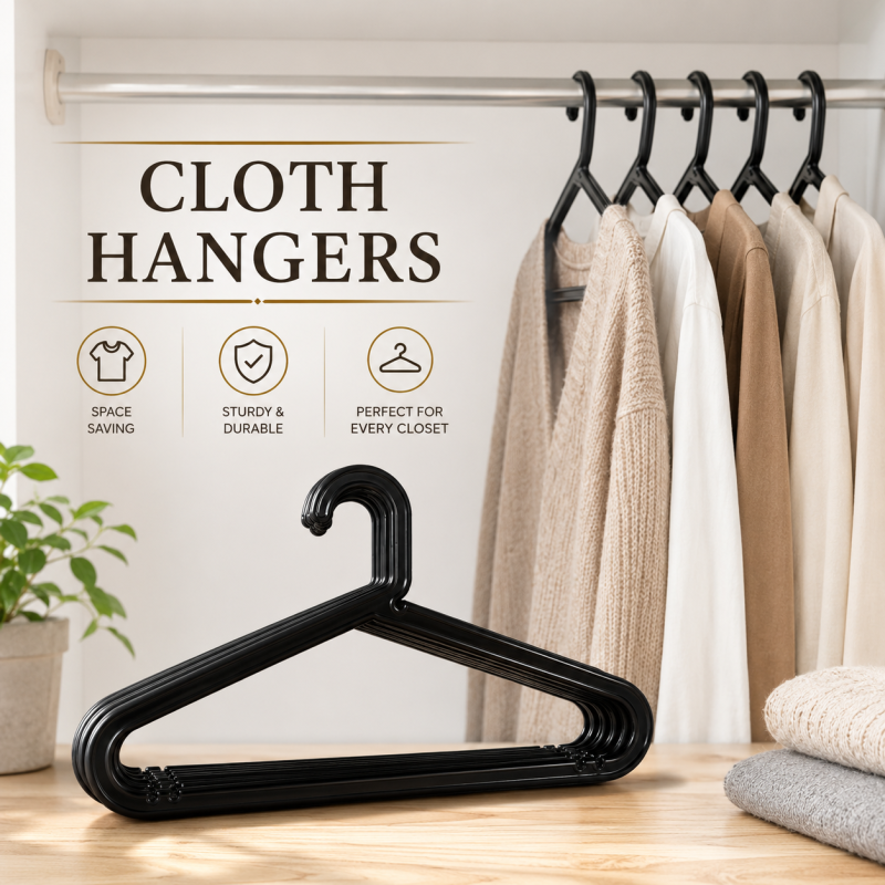 Organize your clothes in style with our premium plastic hangers  (Pack of 6 )
