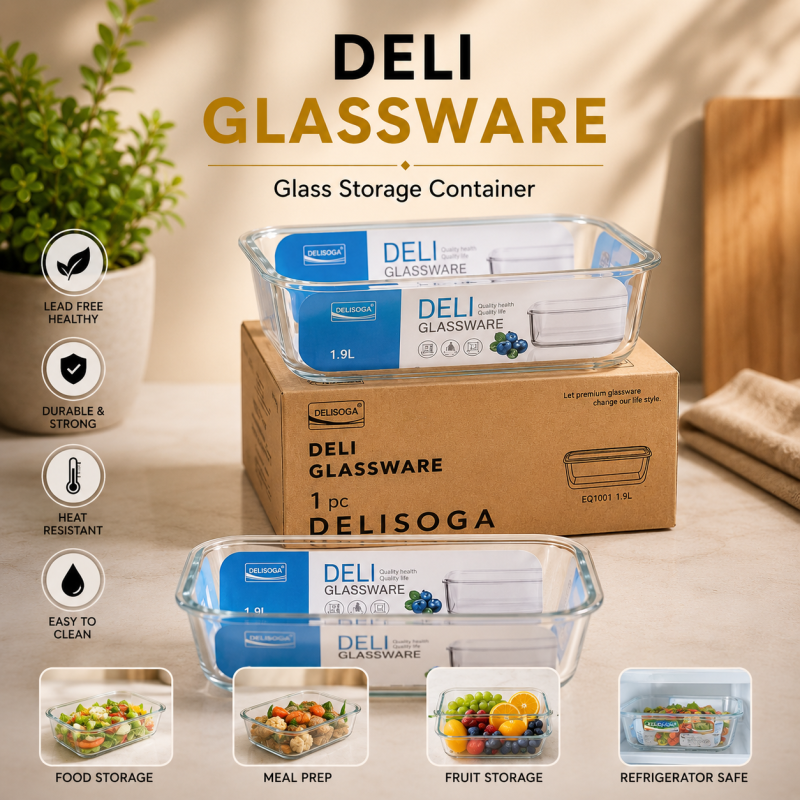 DELISOGA Deli Glassware Rectangle Glass Dish 1.9L | EQ1001