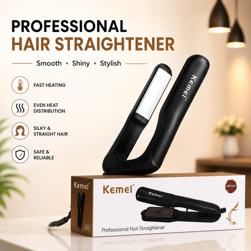 Upgrade your styling game with the Kemei Professional Hair Straightener (KM-324)