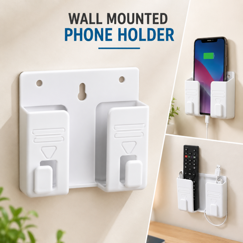 Multifunction Punch Free Wall Mounted Mobile Holder.  (Pack of 3)
