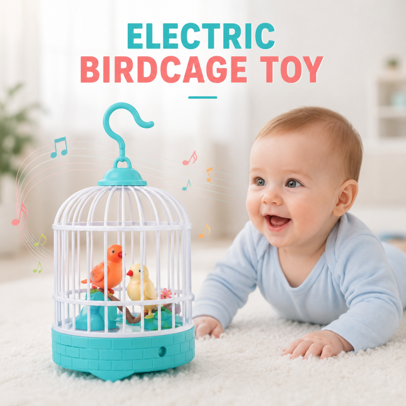 Mini  Bird cage for kids-realistic sound Induction -swing my wings-sparrow cage-works on battery