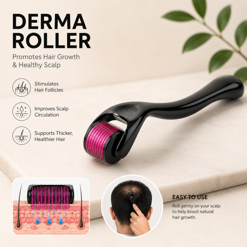 Derma Roller 0.5 Mm Hair & Skin System | Skin Care Beauty Tool for Anti-Aging Skin Repair, Anti Wrinkles Stretch, and Acne Scars Removal for Men and Women