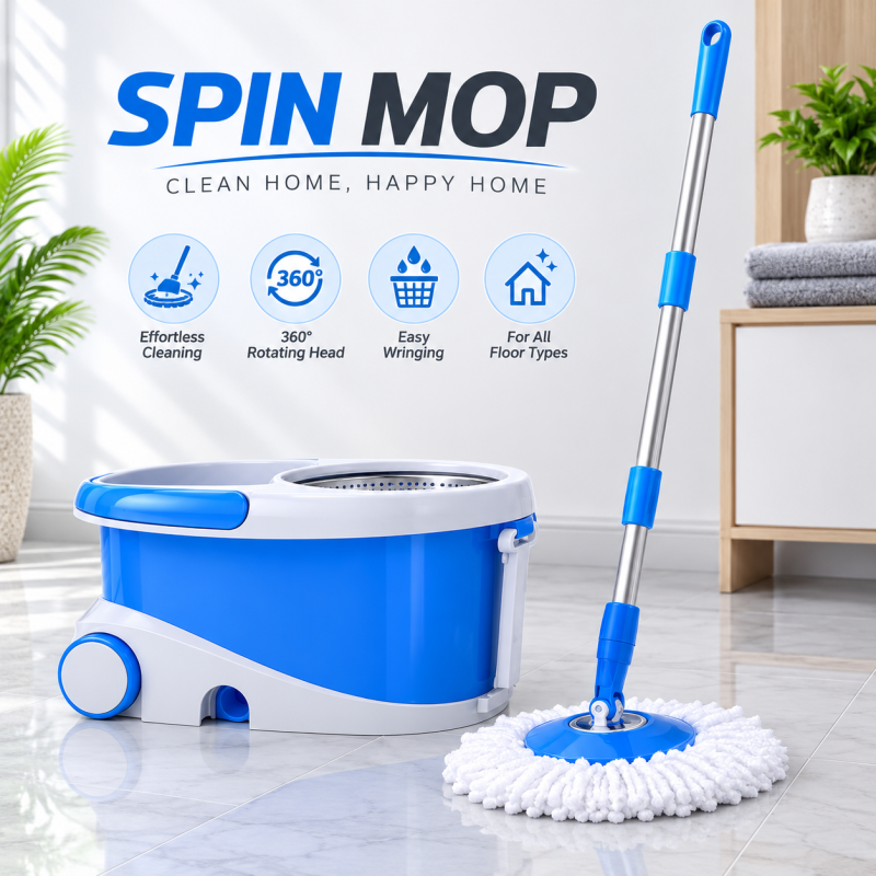 Premium 360° Spin Mop with Stainless Steel Drainer & Bucket | Floor Cleaning Mop with Telescopic Handle & Microfiber Refills | Easy Wringer Mop for Home Use