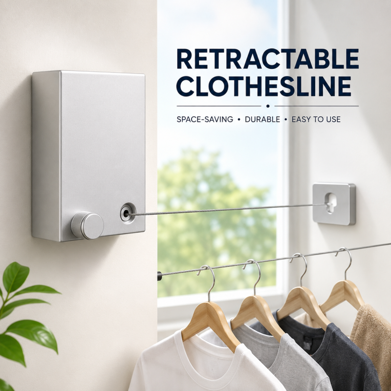 Wall Mounted Retractable Clothesline 4.2m Aluminum Alloy Holds 20kg Clothes