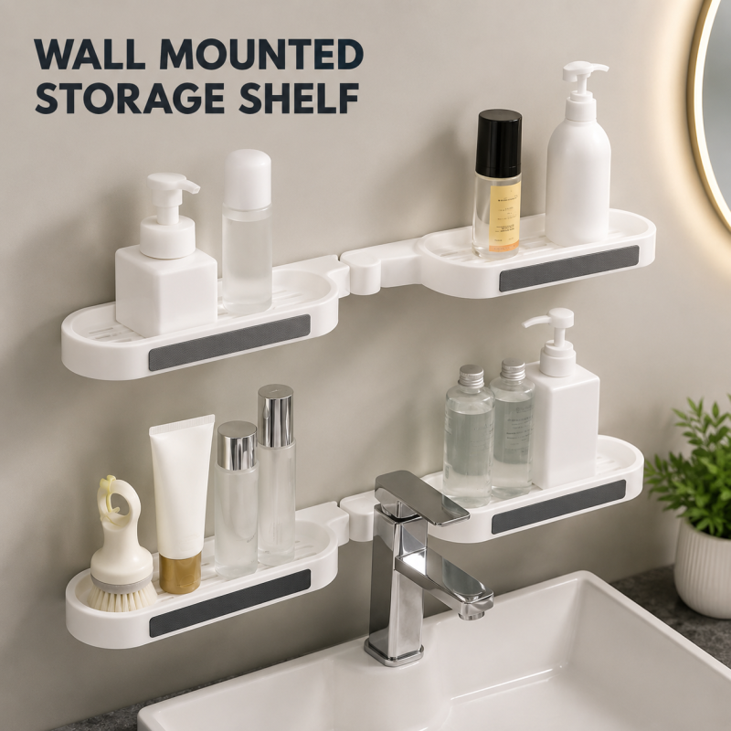 Punch-Free Bathroom Revolving Rack Wall-Mounted Toilet Washstand Kitchen Wall Storage Rack