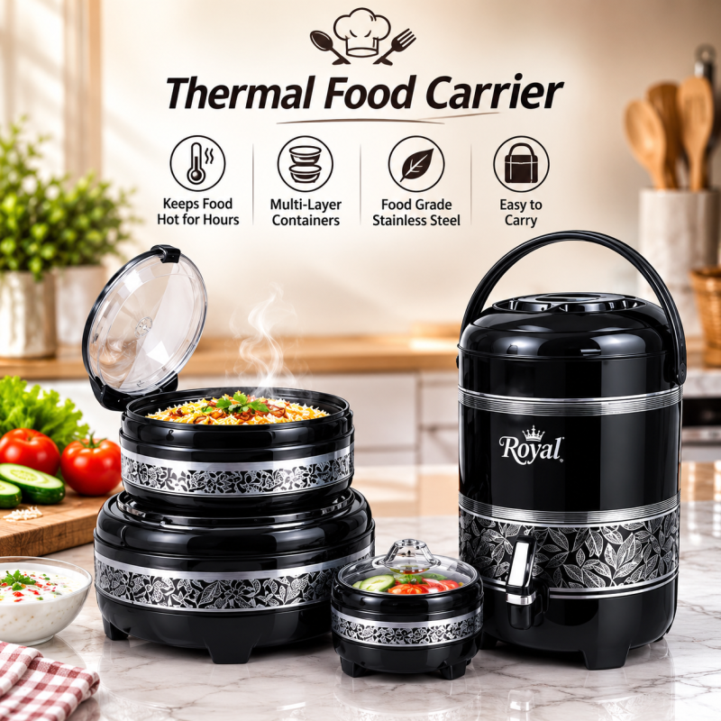 3Pcs Insulated Food And Beverage Server Set, Double Wall Insulated Hot Pot Serving Set, Multipurpose Thermal Food Storage Set  ( Pack of 4 )
