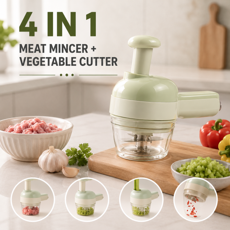 4 in 1 Handheld Electric Vegetable Cutter, USB Rechargeable Vegetable Cutter Slicer