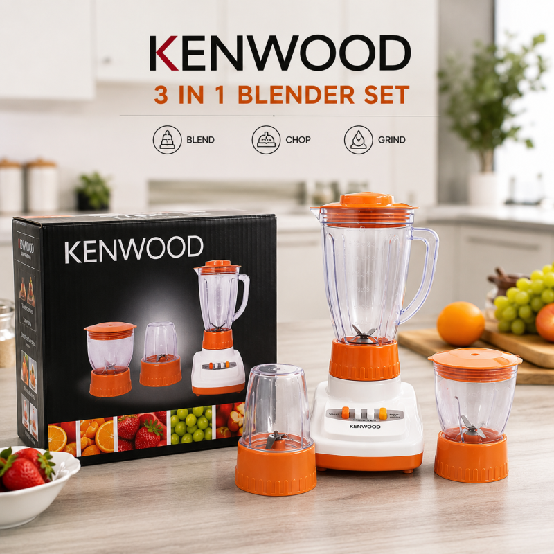 Kenwood Plus 3-in-1 Juicer, Blender & Chopper – Model KWR-3004