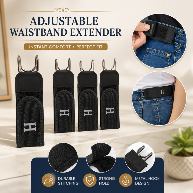 Buckleless Belt Hook Adjustable Metal Hook Elastic Belt Unisex Buckle-Free Invisible Waist Belt Closure For Outdoor Work ( 1 pair )