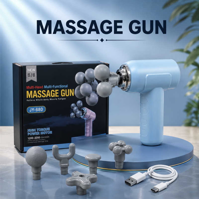 Multi-Head Multi-Functional Massage Gun  Model: JY-680