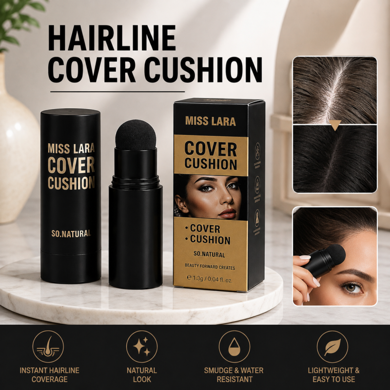 ( BLACK ) Miss Lara 2in1 Cover Cushion Professional Hairline Stamp & Eyebrows Shaping Stamp