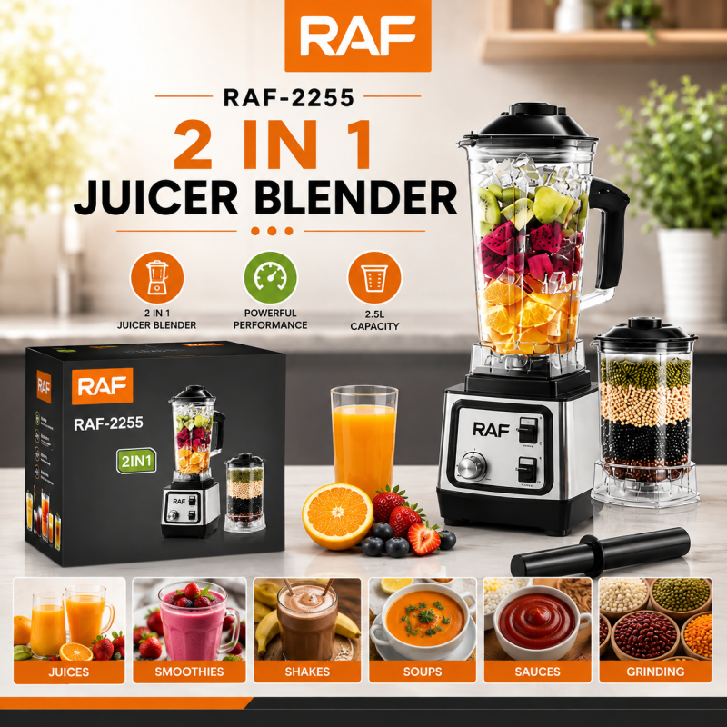 RAF Multi-Purpose Juicer   Model: RAF-2255 — 2-in-1 Blender & Juicer