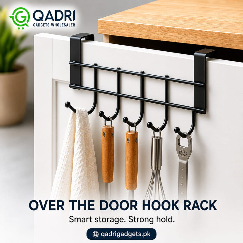 New Black Stainless Steel Five-Hook Cabinet Door Back By Hanger Towel Hooks