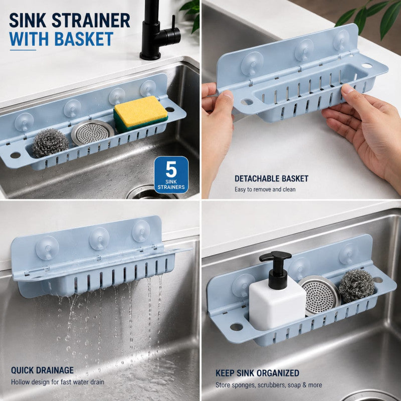 REUSABLE KITCHEN SINK WATER DEFLECTOR PLATE WITH SUCTION CUP – SPLASH-PROOF SOAP & SPONGE RACK
