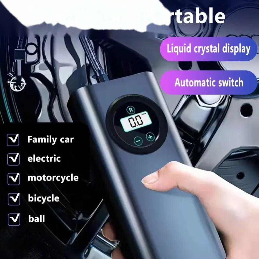 2in1 Wireless Car Air Compressor Rechargeable Portable Air Pump For Car Motorcycle Bike