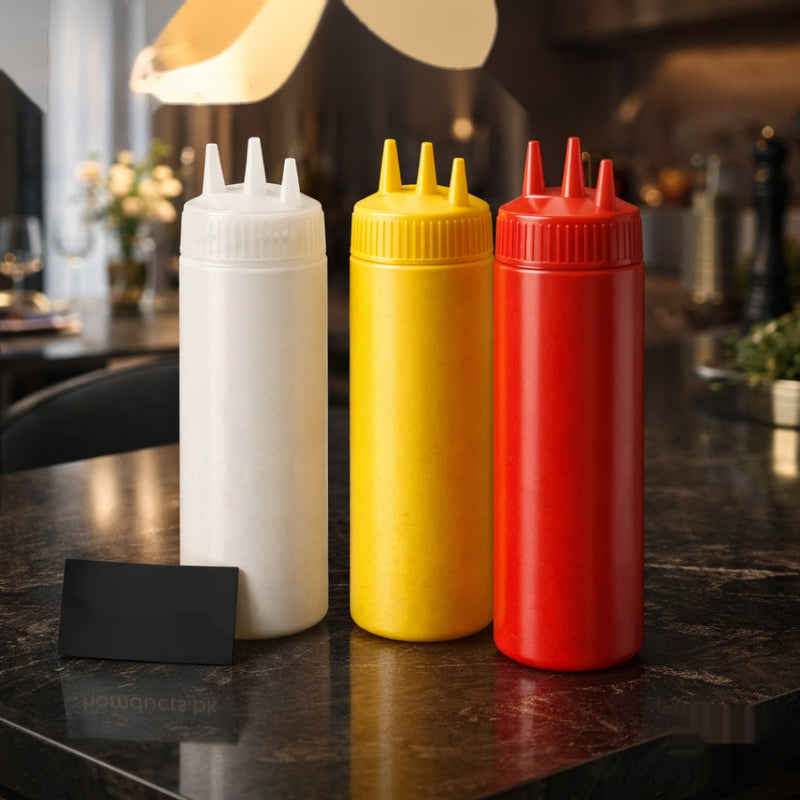 3-Nozzle Multi-Line Squeeze Sauce Bottle – 1PC Kitchen Dispensing Bottle