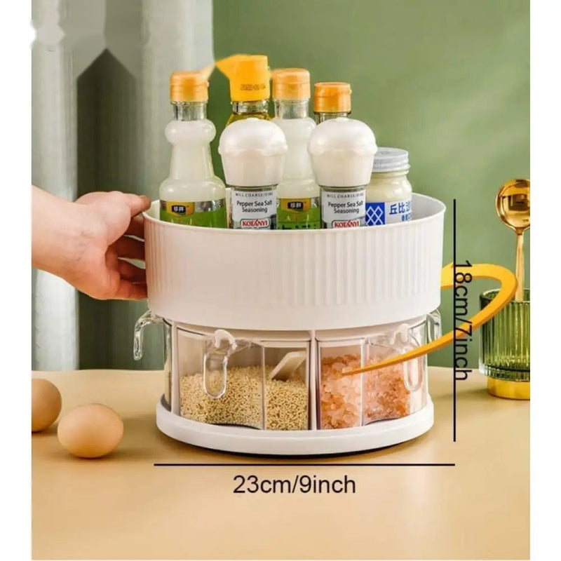 360 Rotating Spice Rack With Storage Tray