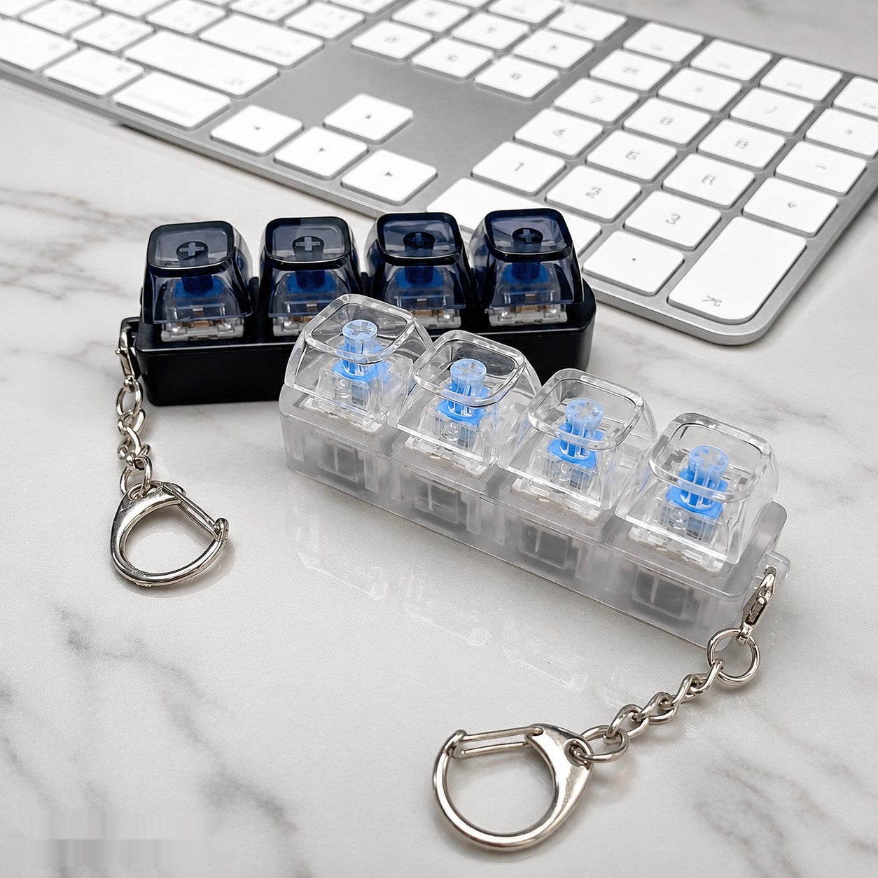 4-Key Mechanical Keyboard Switch Keychain Fidget Clicker – Portable Stress Relief Keychain (1 Pc)